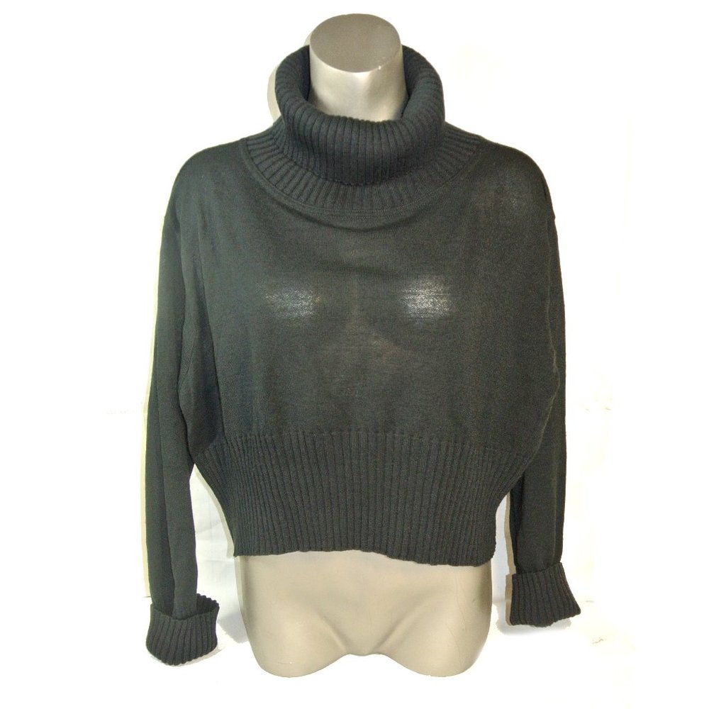 Sarah Pacini Fine Knit Cropped Cowl Neck Sweater